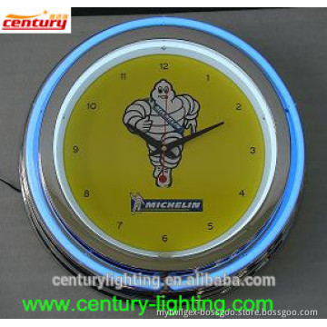 double neon tube neon clock